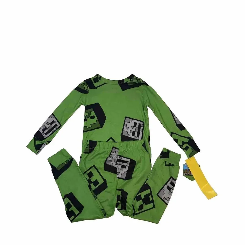 Minecraft Boys SIZE 4 Long‎ Sleeve All Over Print 2-Piece Pajama Sleep Set NWT